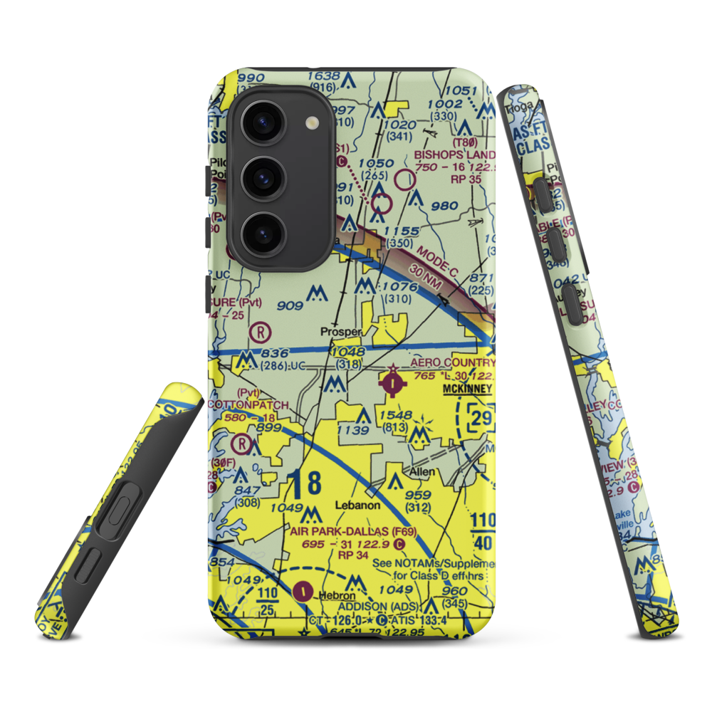 Drewery Airport (6TX3) VFR Sectional Samsung Phone Case Samsung Galaxy S23 Plus model shown