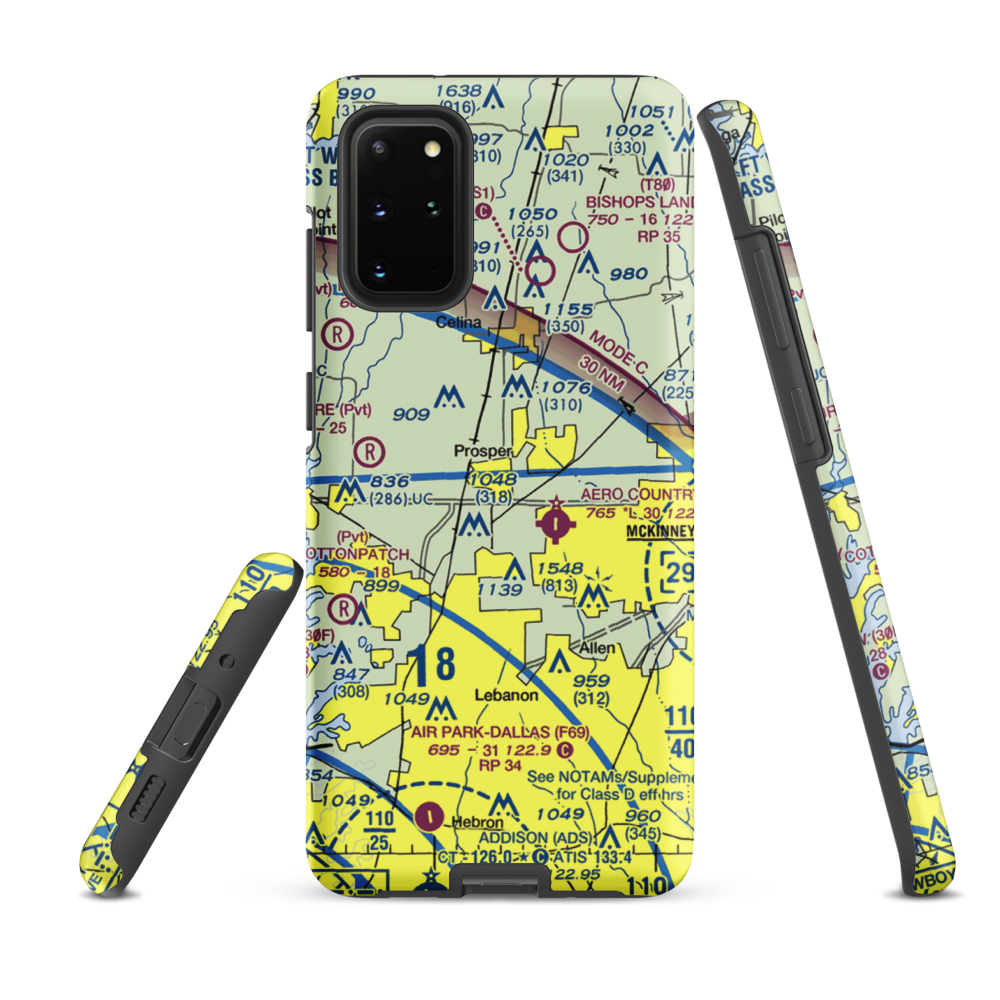 Drewery Airport (6TX3) VFR Sectional Samsung Phone Case Samsung Galaxy S20 Plus model shown
