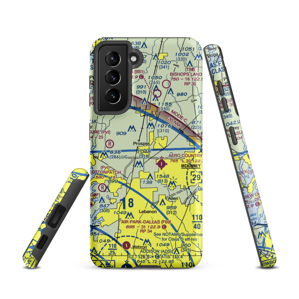 Drewery Airport (6TX3) VFR Sectional Samsung Phone Case Samsung Galaxy S21 model shown