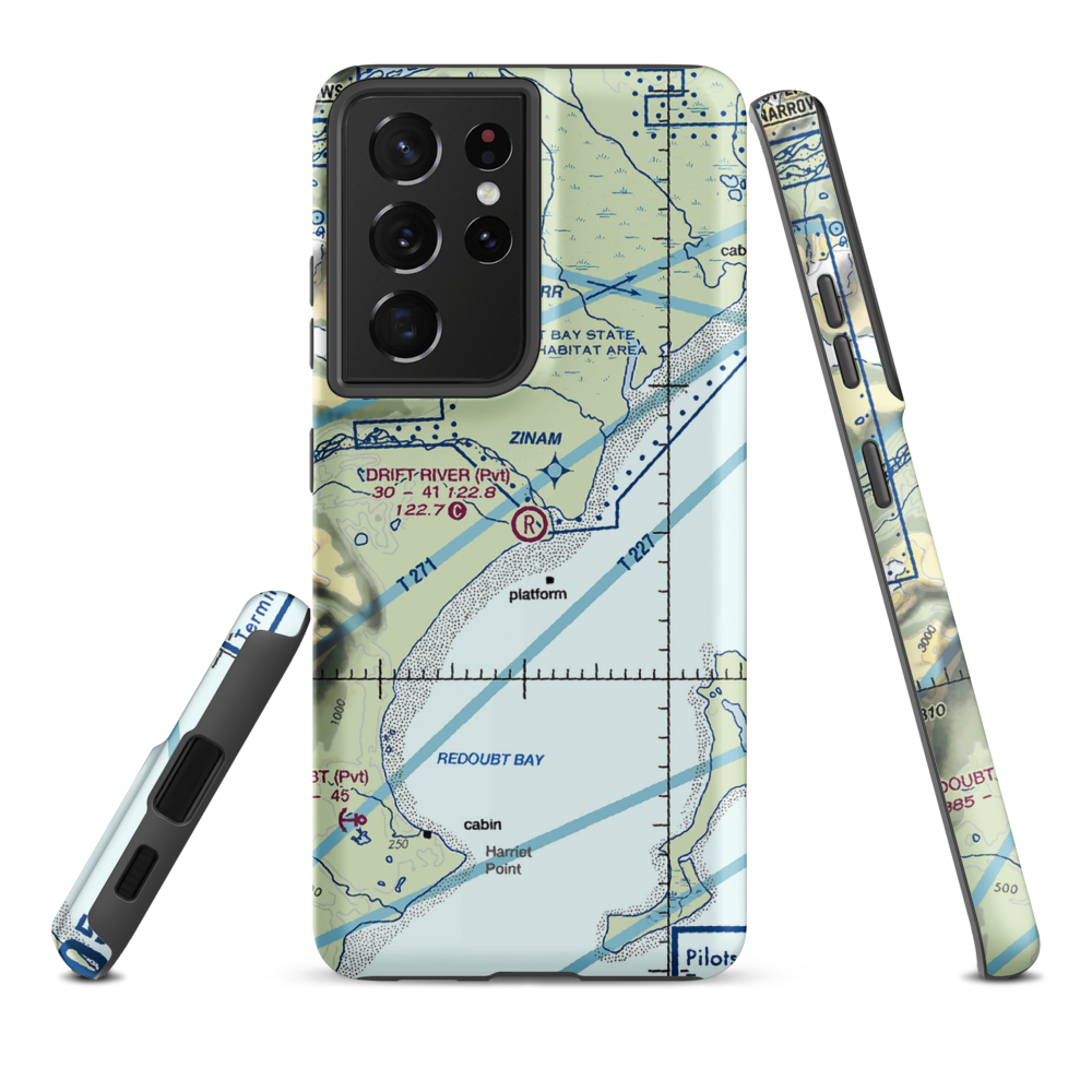 Drift River Airport (3AK5) VFR Sectional Samsung Phone Case Samsung Galaxy S21 Plus model shown