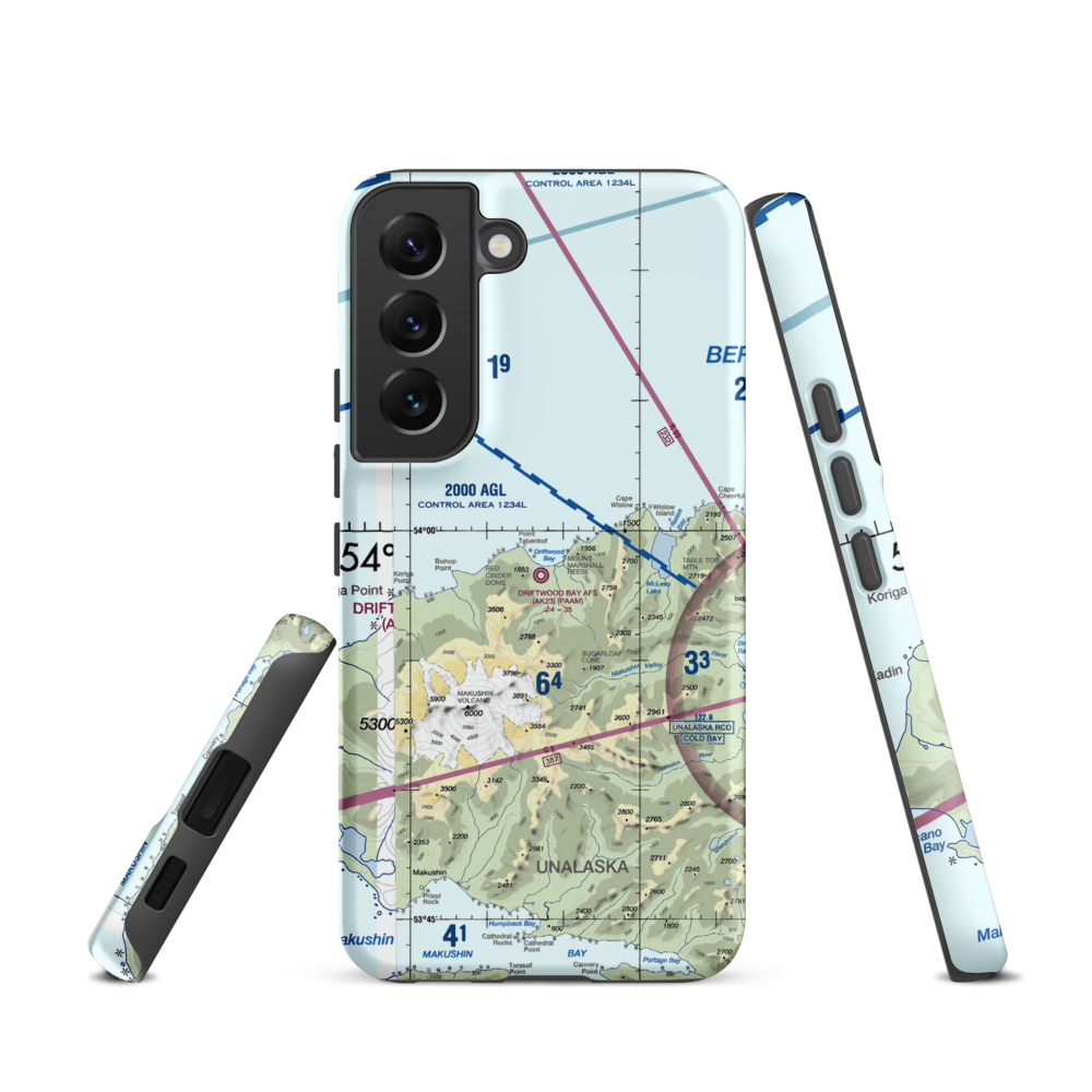 Driftwood Bay Air Force Station Airport (AK23) VFR Sectional Samsung Phone Case Samsung Galaxy S22 model shown