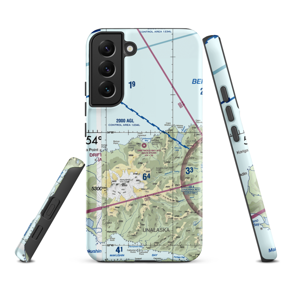 Driftwood Bay Air Force Station Airport (AK23) VFR Sectional Samsung Phone Case Samsung Galaxy S22 Plus model shown