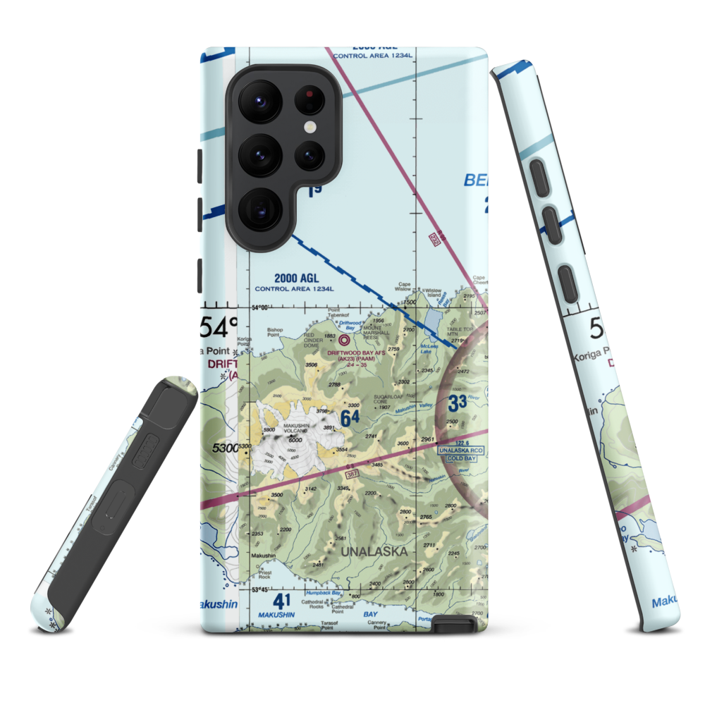 Driftwood Bay Air Force Station Airport (AK23) VFR Sectional Samsung Phone Case Samsung Galaxy S22 Ultra model shown
