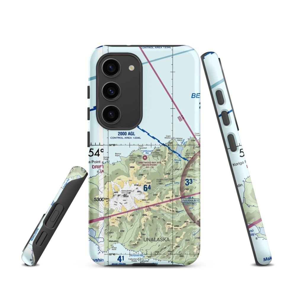 Driftwood Bay Air Force Station Airport (AK23) VFR Sectional Samsung Phone Case Samsung Galaxy S23 model shown