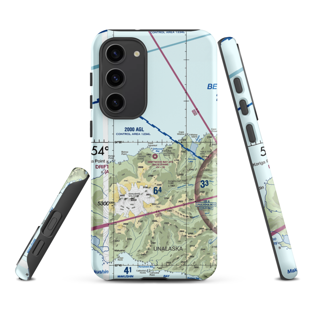 Driftwood Bay Air Force Station Airport (AK23) VFR Sectional Samsung Phone Case Samsung Galaxy S23 Plus model shown
