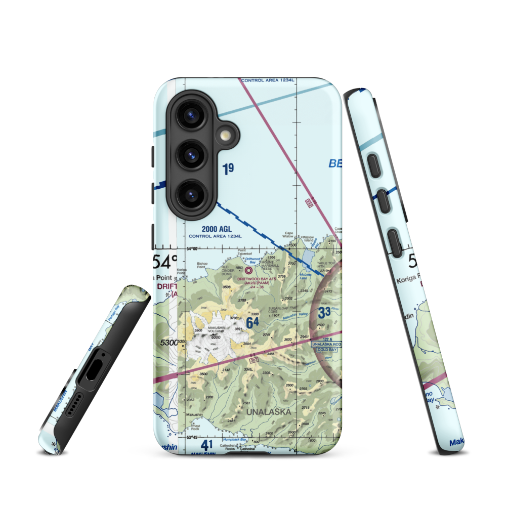 Driftwood Bay Air Force Station Airport (AK23) VFR Sectional Samsung Phone Case Samsung Galaxy S24 model shown