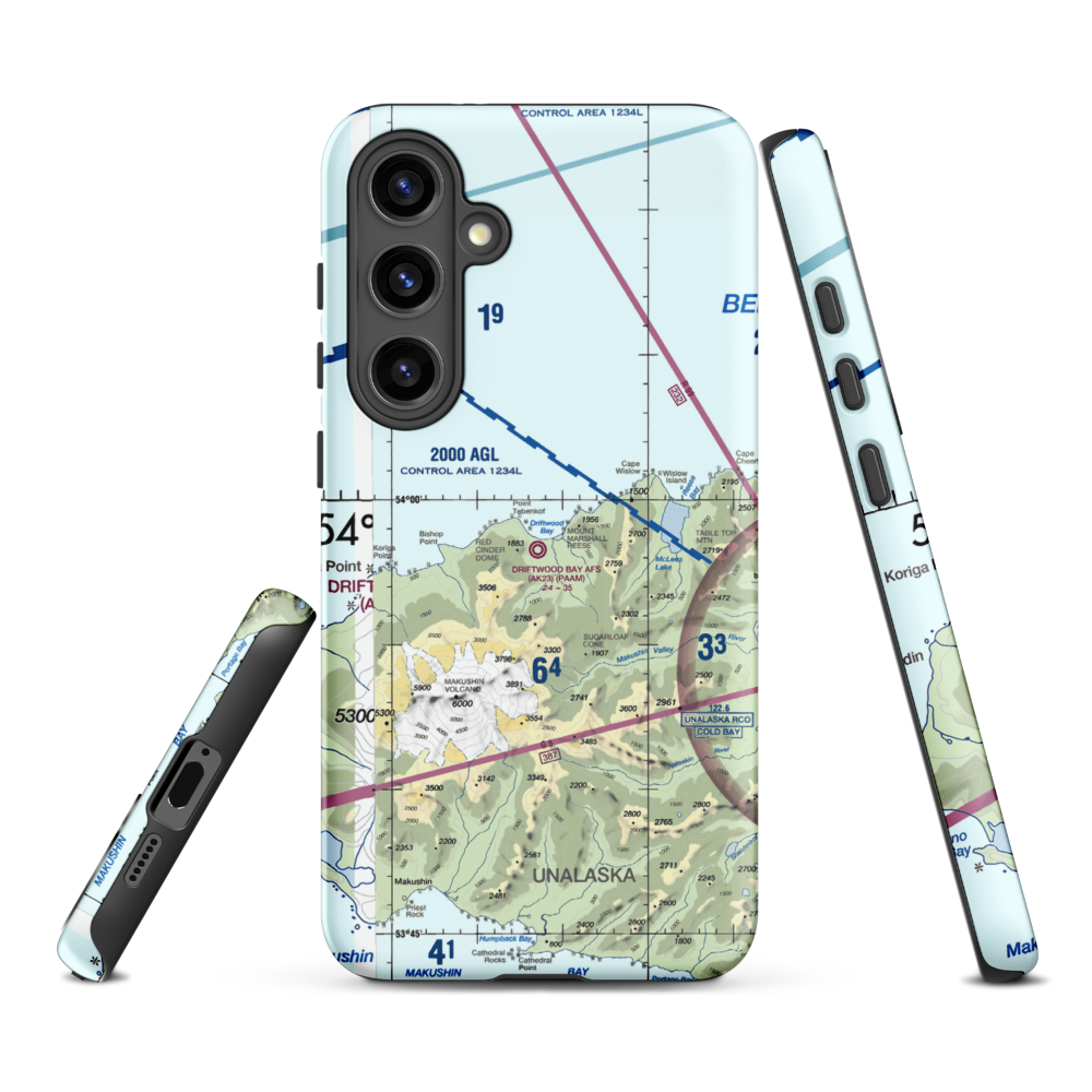 Driftwood Bay Air Force Station Airport (AK23) VFR Sectional Samsung Phone Case Samsung Galaxy S24 Plus model shown