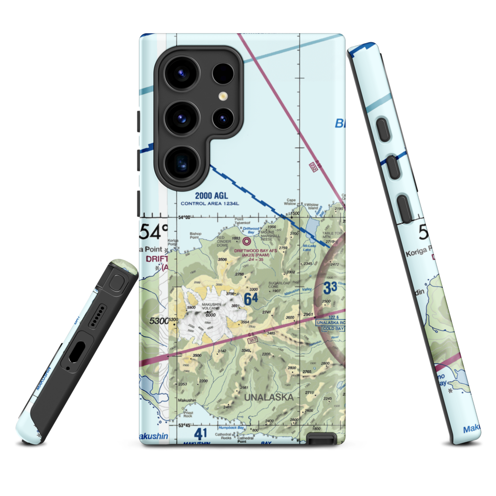 Driftwood Bay Air Force Station Airport (AK23) VFR Sectional Samsung Phone Case Samsung Galaxy S24 Ultra model shown