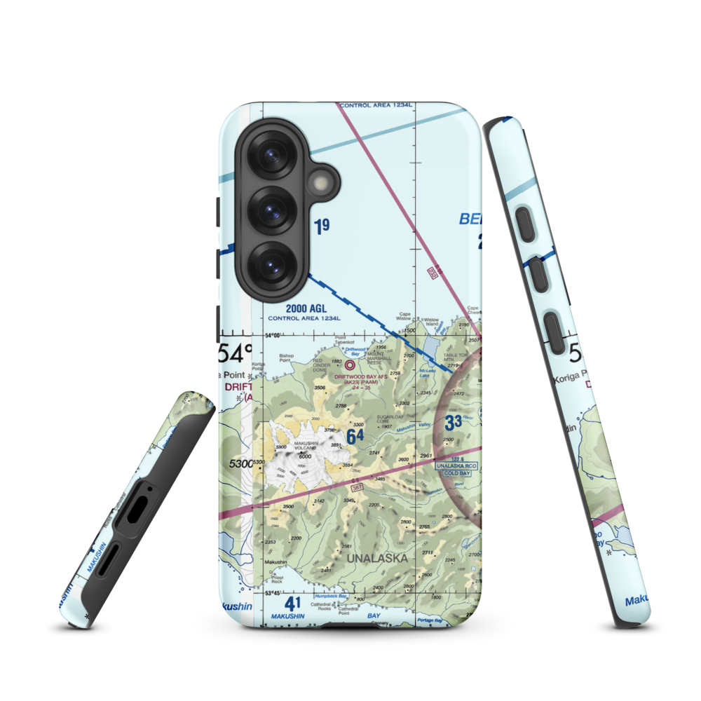 Driftwood Bay Air Force Station Airport (AK23) VFR Sectional Samsung Phone Case Samsung Galaxy S25 model shown