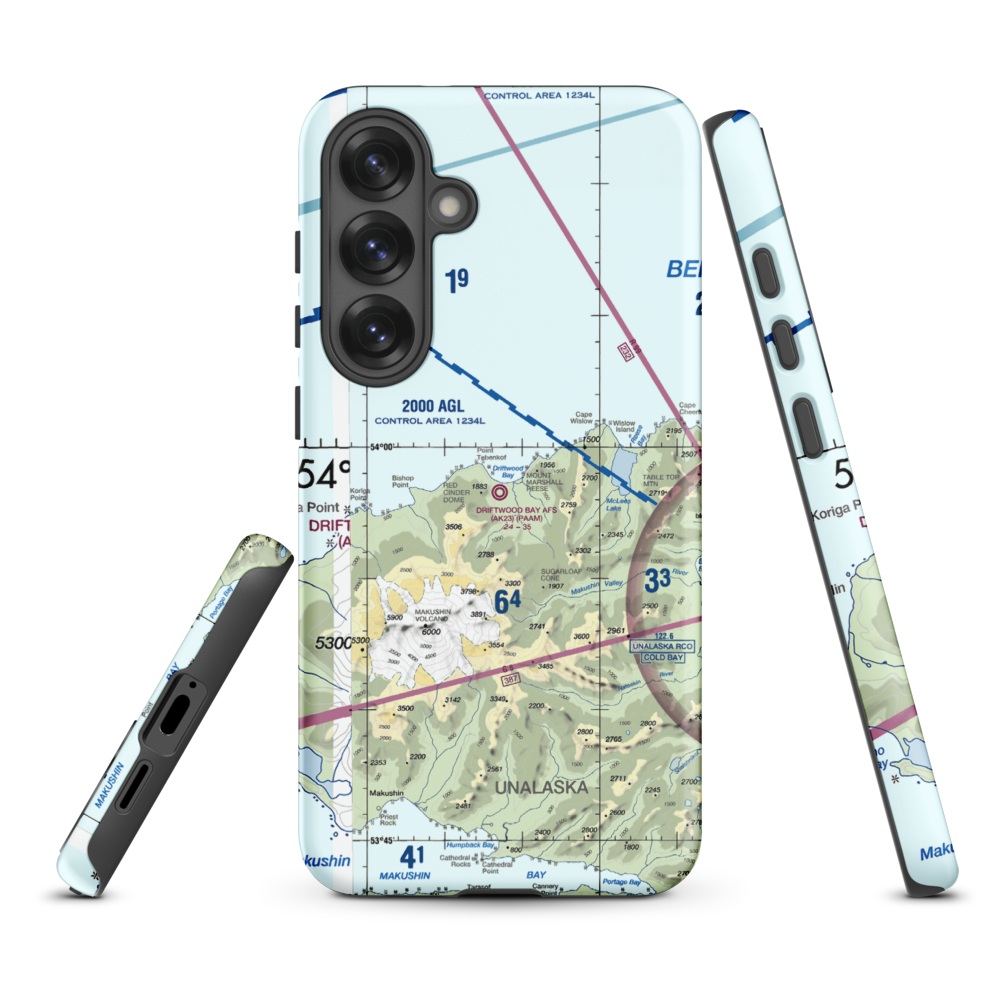 Driftwood Bay Air Force Station Airport (AK23) VFR Sectional Samsung Phone Case Samsung Galaxy S25 Plus model shown