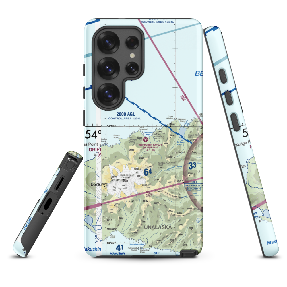 Driftwood Bay Air Force Station Airport (AK23) VFR Sectional Samsung Phone Case Samsung Galaxy S25 Ultra model shown