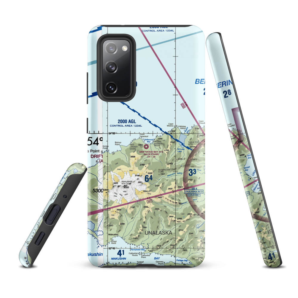 Driftwood Bay Air Force Station Airport (AK23) VFR Sectional Samsung Phone Case Samsung Galaxy S20 FE model shown