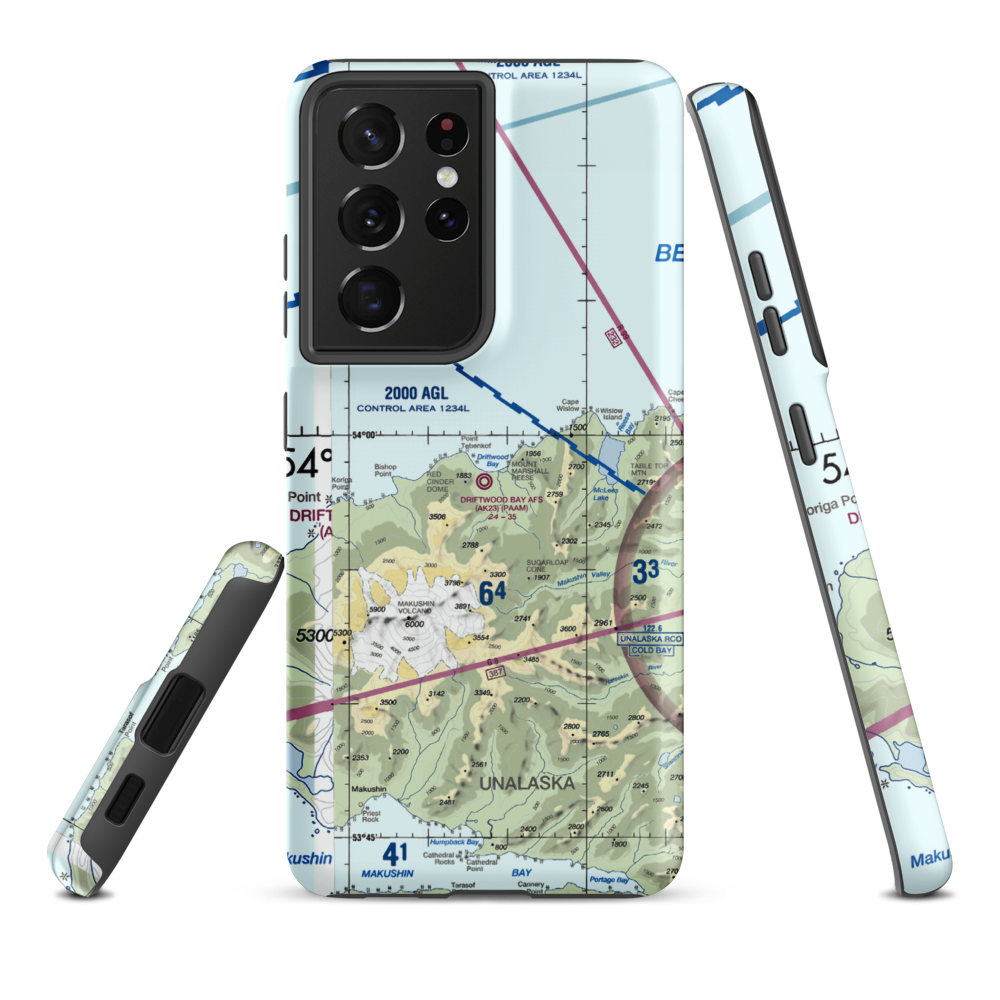 Driftwood Bay Air Force Station Airport (AK23) VFR Sectional Samsung Phone Case Samsung Galaxy S21 Plus model shown