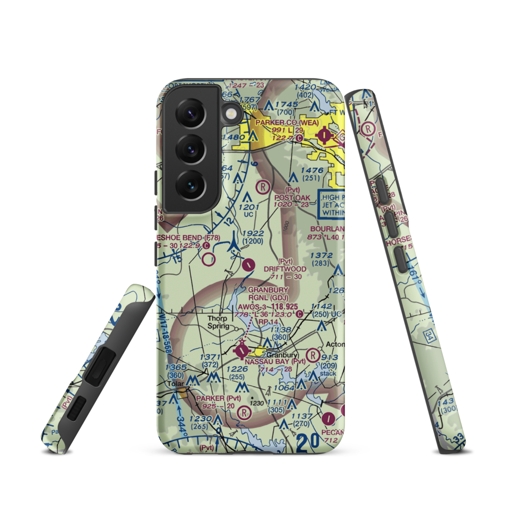 Driftwood Ranch Airport (XA86) VFR Sectional Samsung Phone Case Samsung Galaxy S22 model shown