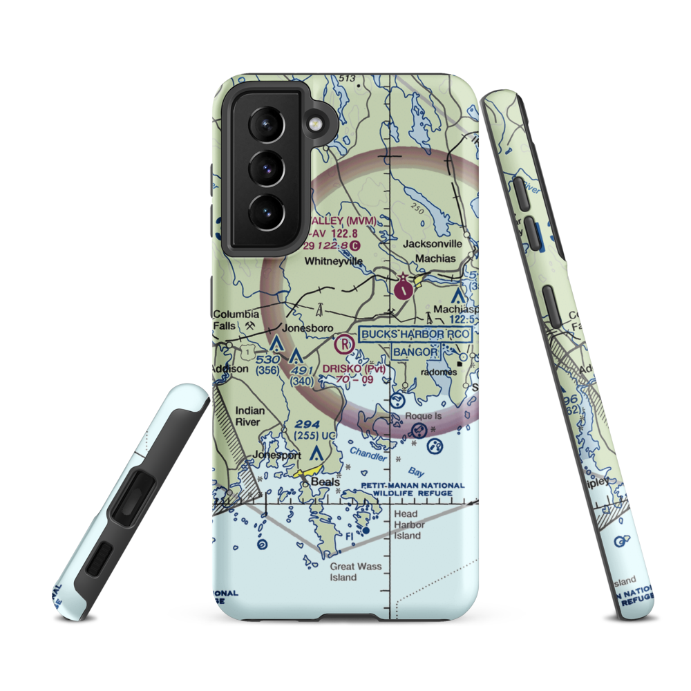 Drisko Airport (05ME) VFR Sectional Samsung Phone Case Samsung Galaxy S21 FE model shown