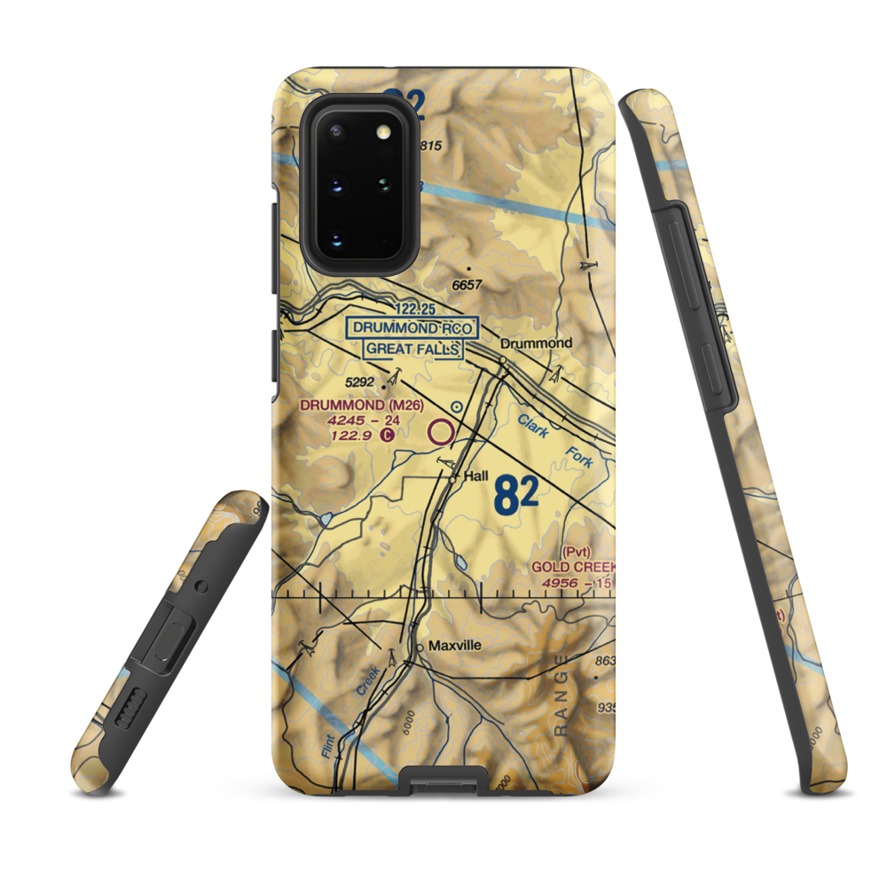 Drummond Airport (M26) VFR Sectional Samsung Phone Case Samsung Galaxy S20 Plus model shown