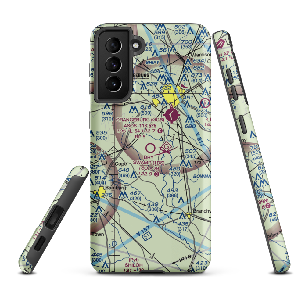 Dry Swamp Airport (1DS) VFR Sectional Samsung Phone Case Samsung Galaxy S21 FE model shown