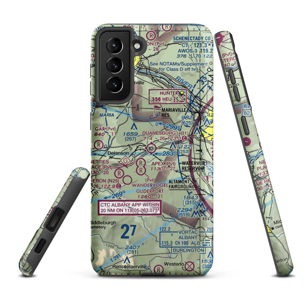 Duanesburg Airport (4B1) VFR Sectional Samsung Phone Case Samsung Galaxy S21 Plus model shown