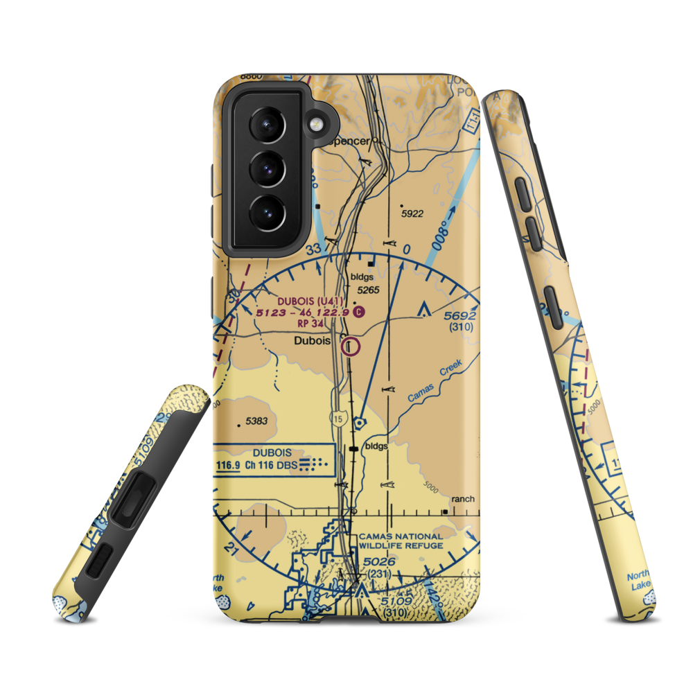 Dubois Municipal Airport (U41) VFR Sectional Samsung Phone Case Samsung Galaxy S21 FE model shown