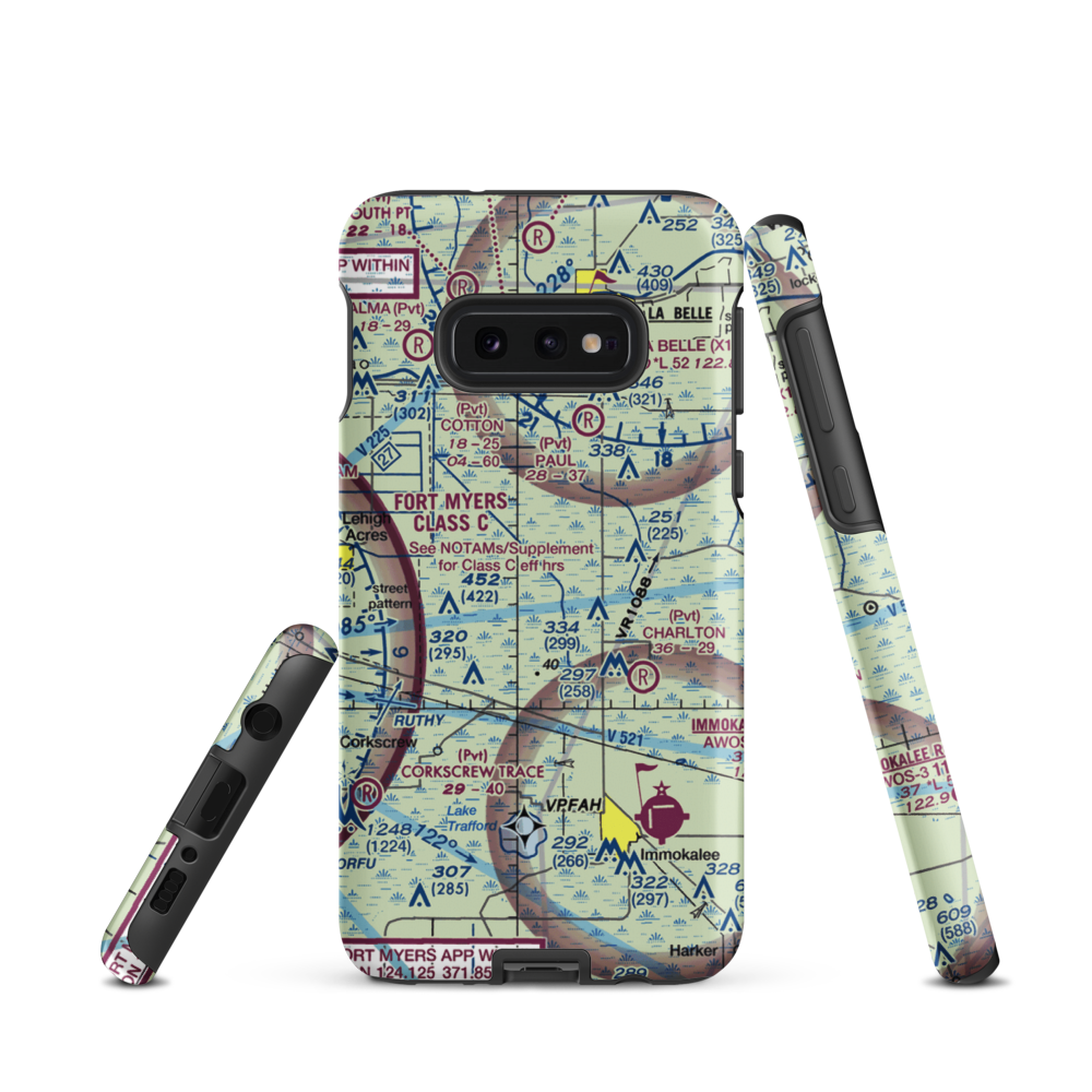 Duda Airstrip (08FA) VFR Sectional Samsung Phone Case Samsung Galaxy S10e model shown