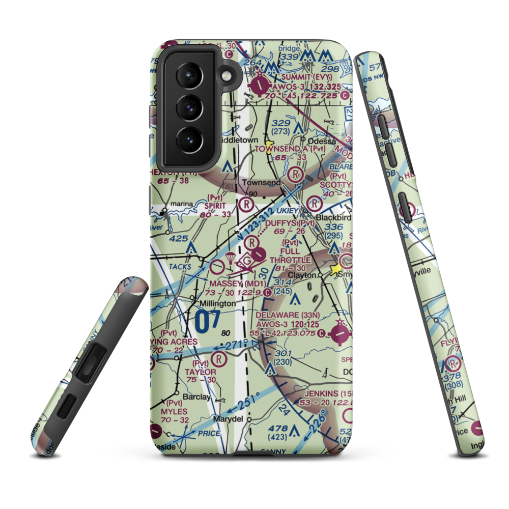 Duffy's Airport (DE19) VFR Sectional Samsung Phone Case Samsung Galaxy S21 Plus model shown