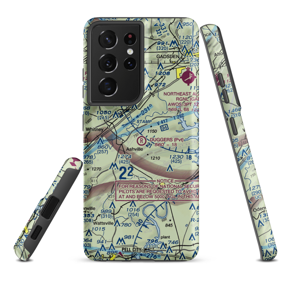 Dugger's Field (AL60) VFR Sectional Samsung Phone Case Samsung Galaxy S21 Plus model shown