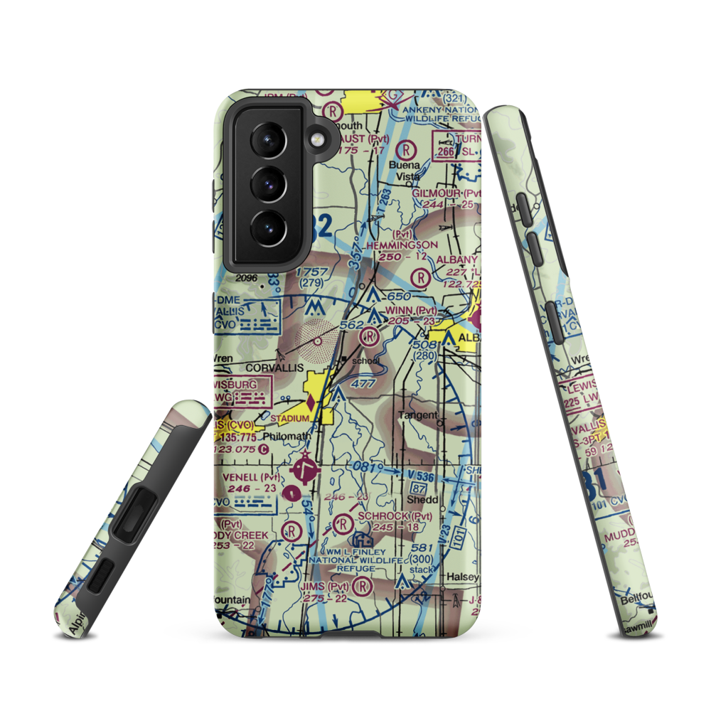 Dunning Vineyards Airport (OG01) VFR Sectional Samsung Phone Case Samsung Galaxy S21 model shown