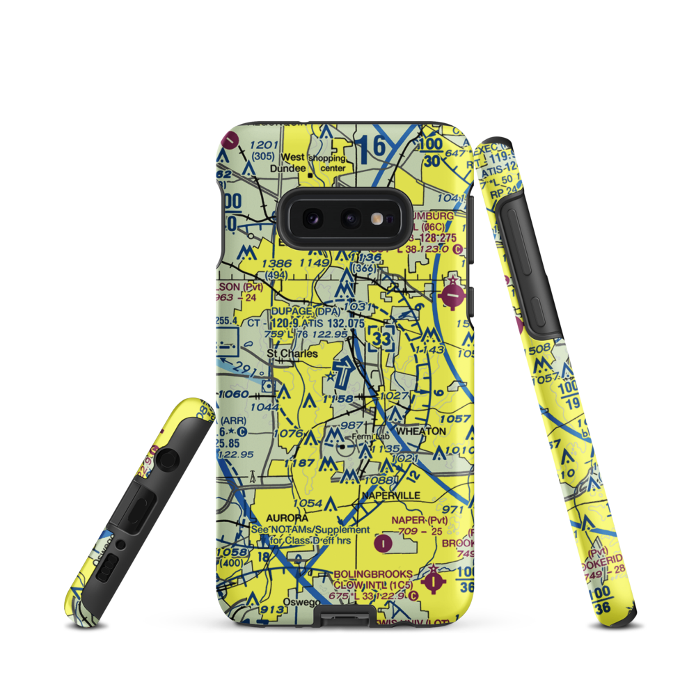 Dupage Airport (DPA) VFR Sectional Samsung Phone Case Samsung Galaxy S10 Plus model shown
