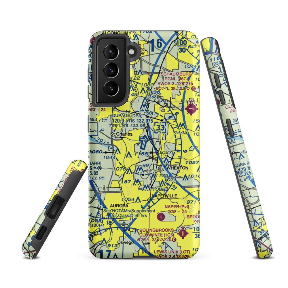 Dupage Airport (DPA) VFR Sectional Samsung Phone Case Samsung Galaxy S21 Ultra model shown
