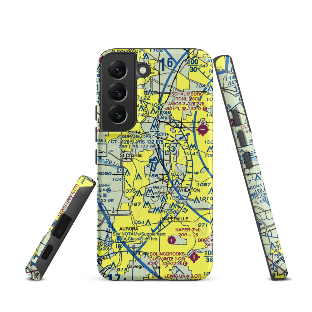 Dupage Airport (DPA) VFR Sectional Samsung Phone Case Samsung Galaxy S22 model shown
