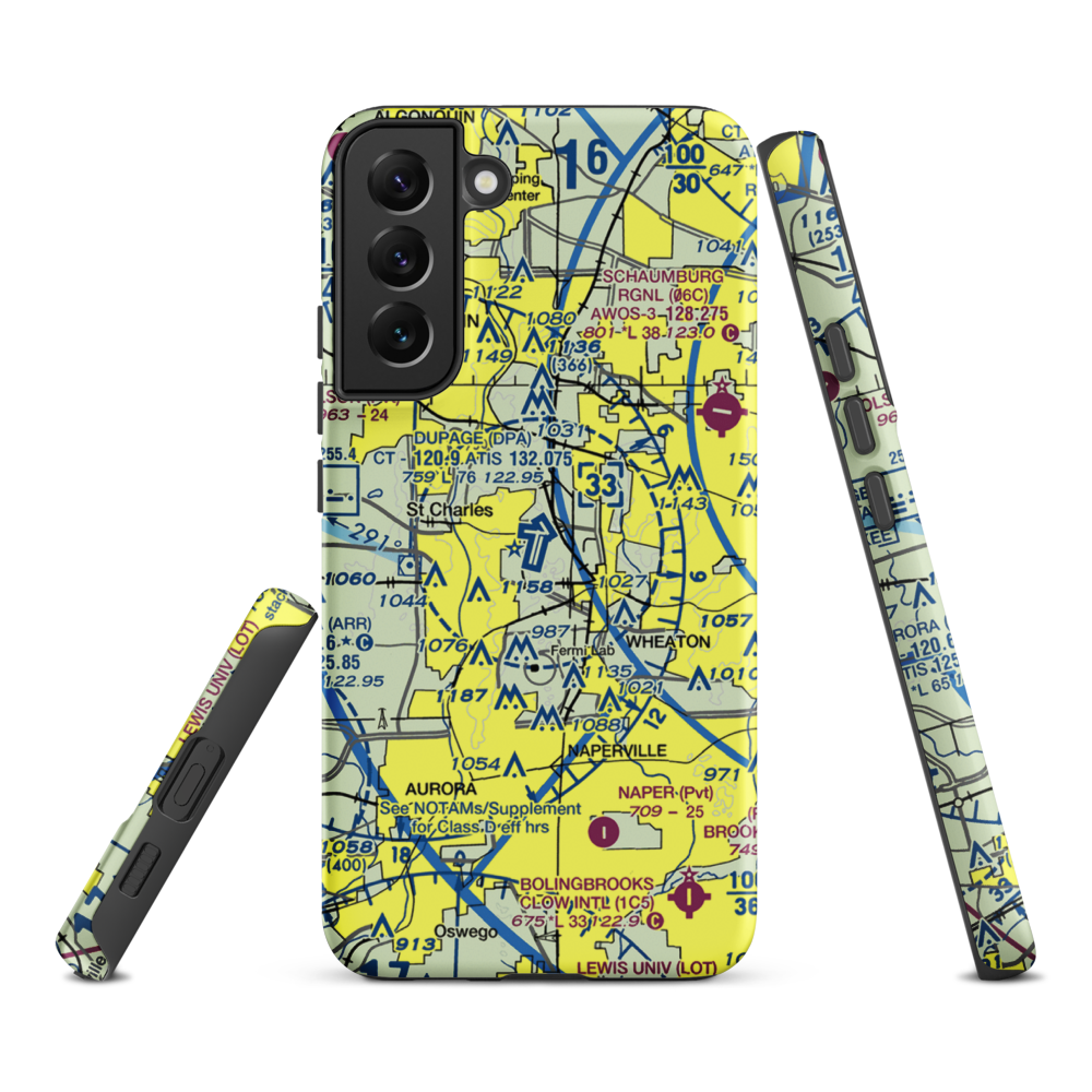 Dupage Airport (DPA) VFR Sectional Samsung Phone Case Samsung Galaxy S22 Plus model shown