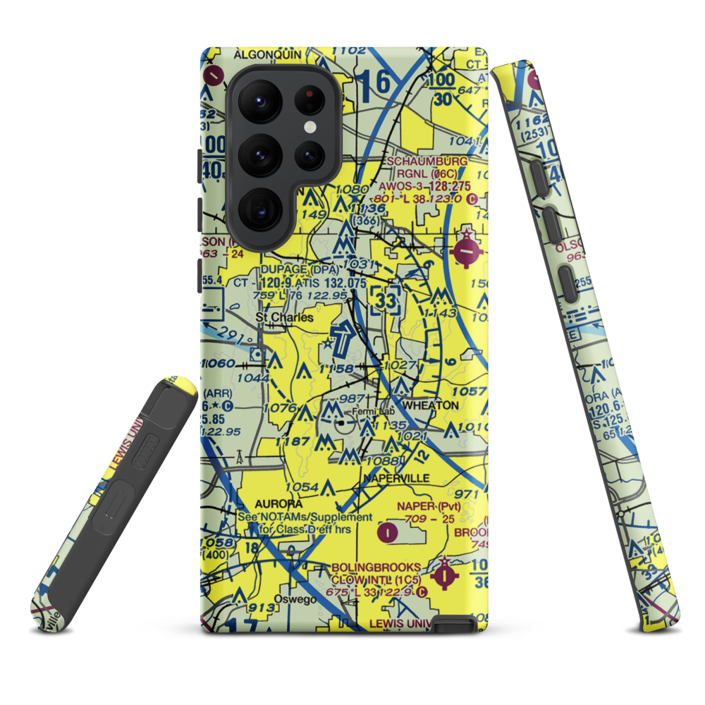 Dupage Airport (DPA) VFR Sectional Samsung Phone Case Samsung Galaxy S22 Ultra model shown