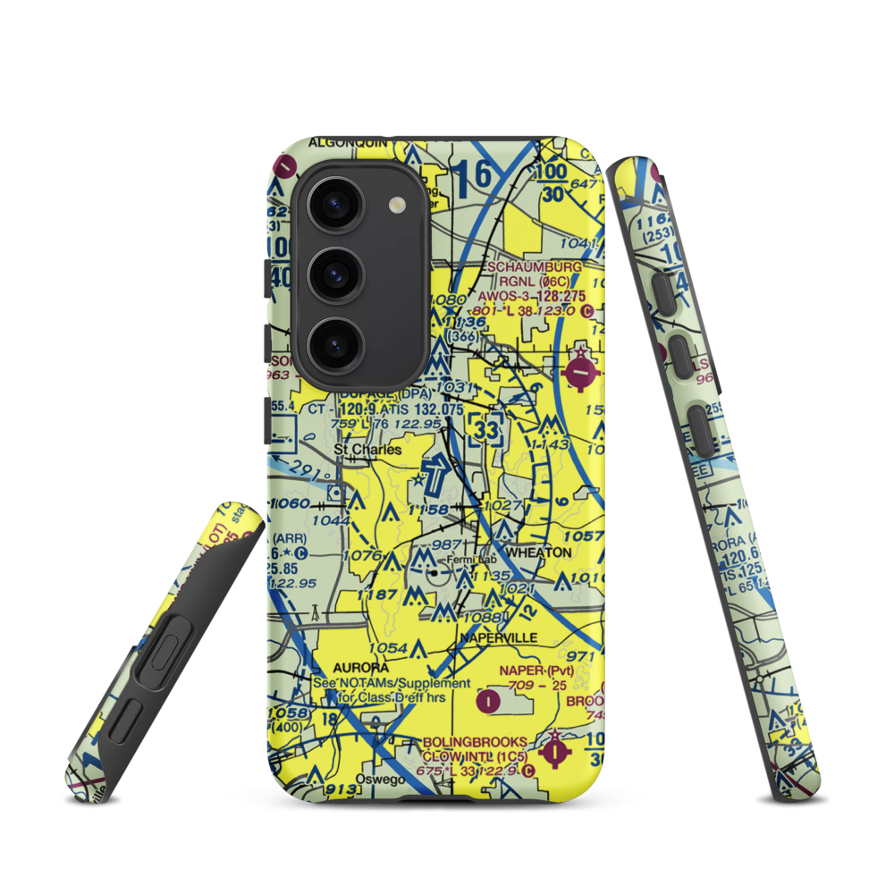 Dupage Airport (DPA) VFR Sectional Samsung Phone Case Samsung Galaxy S23 model shown