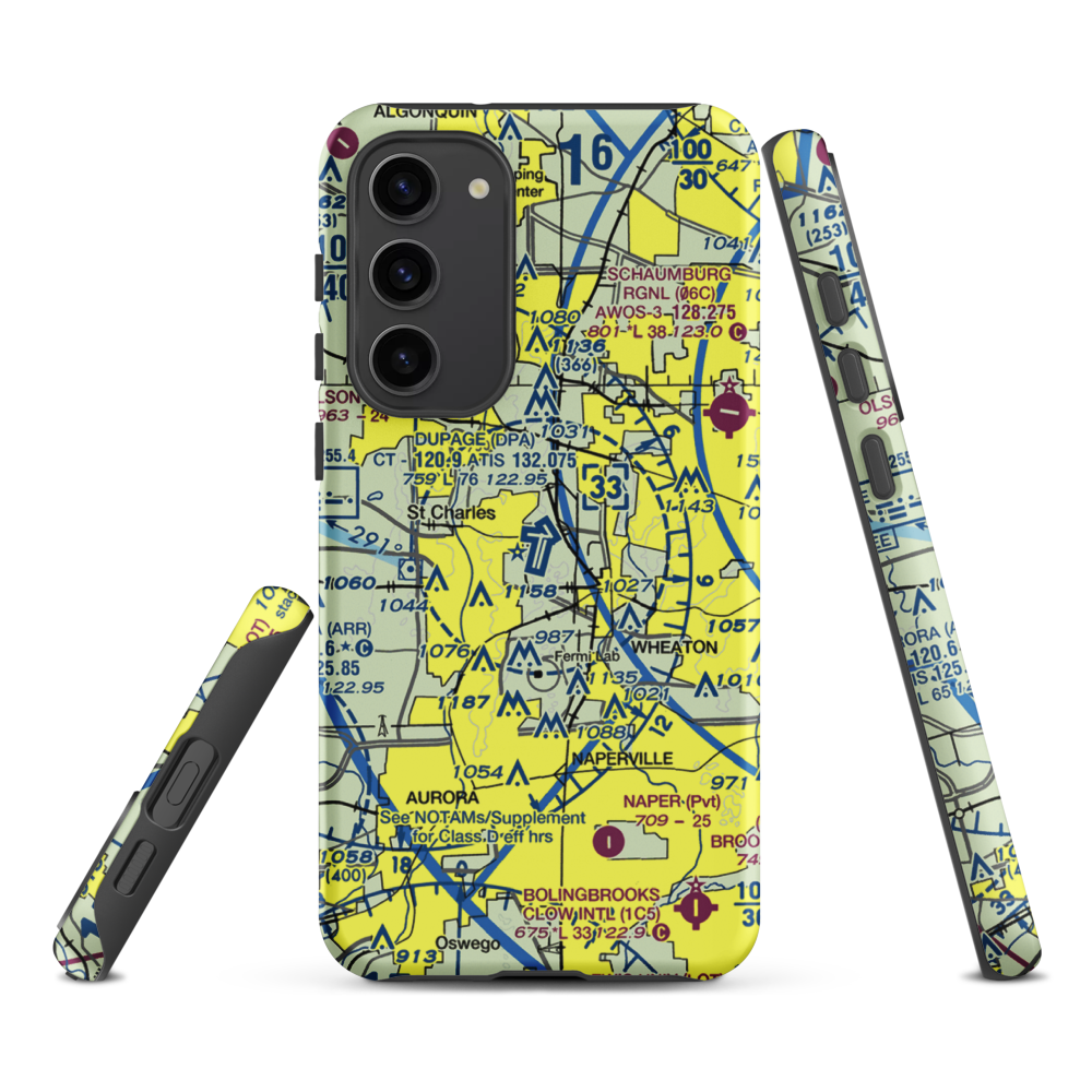 Dupage Airport (DPA) VFR Sectional Samsung Phone Case Samsung Galaxy S23 Plus model shown