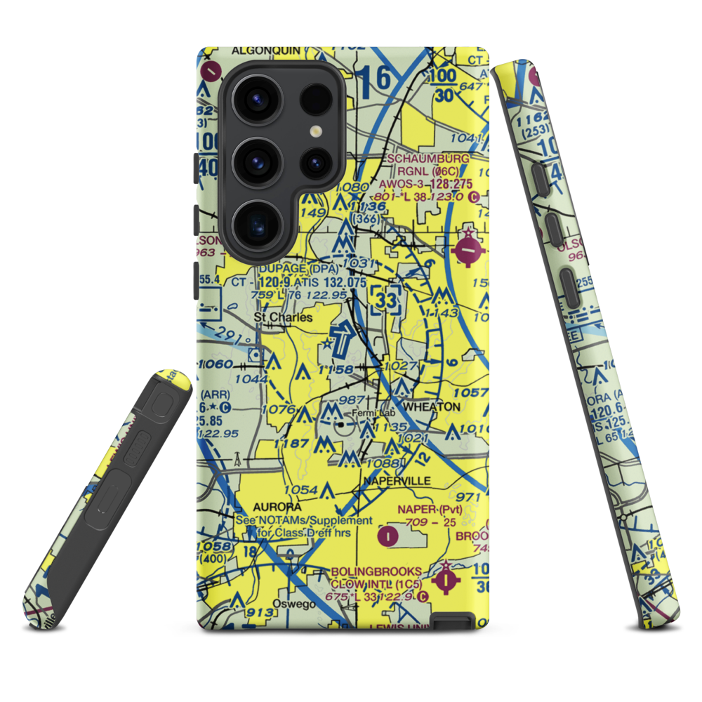Dupage Airport (DPA) VFR Sectional Samsung Phone Case Samsung Galaxy S23 Ultra model shown