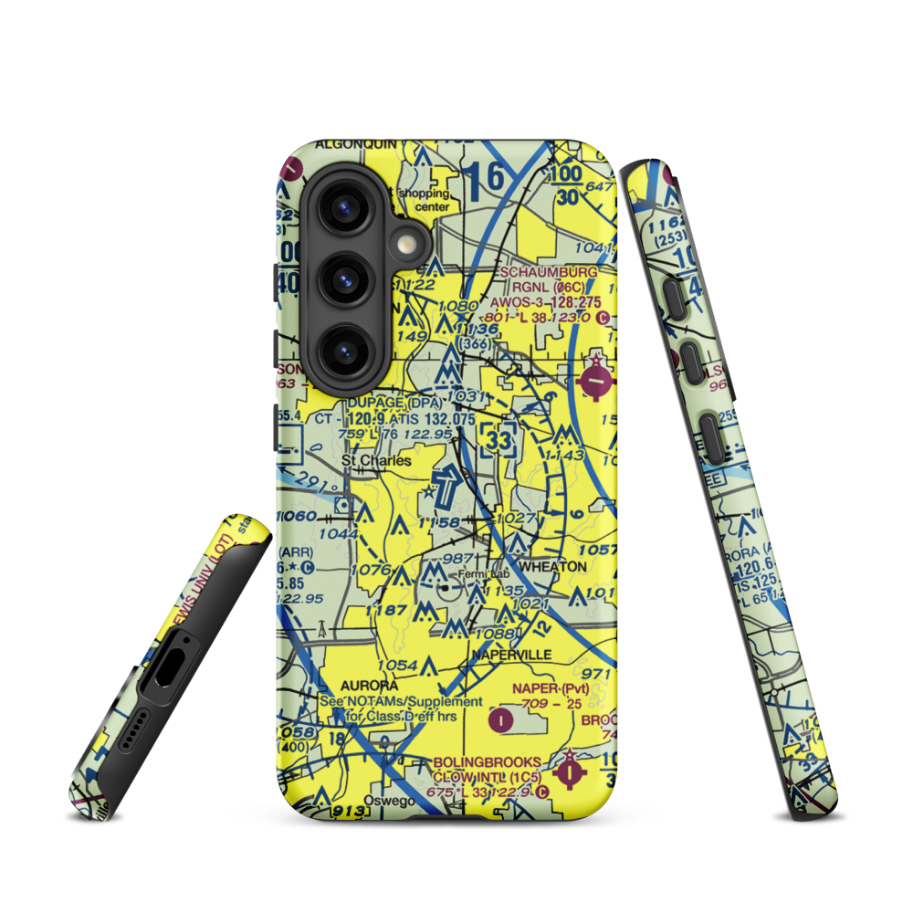 Dupage Airport (DPA) VFR Sectional Samsung Phone Case Samsung Galaxy S24 model shown