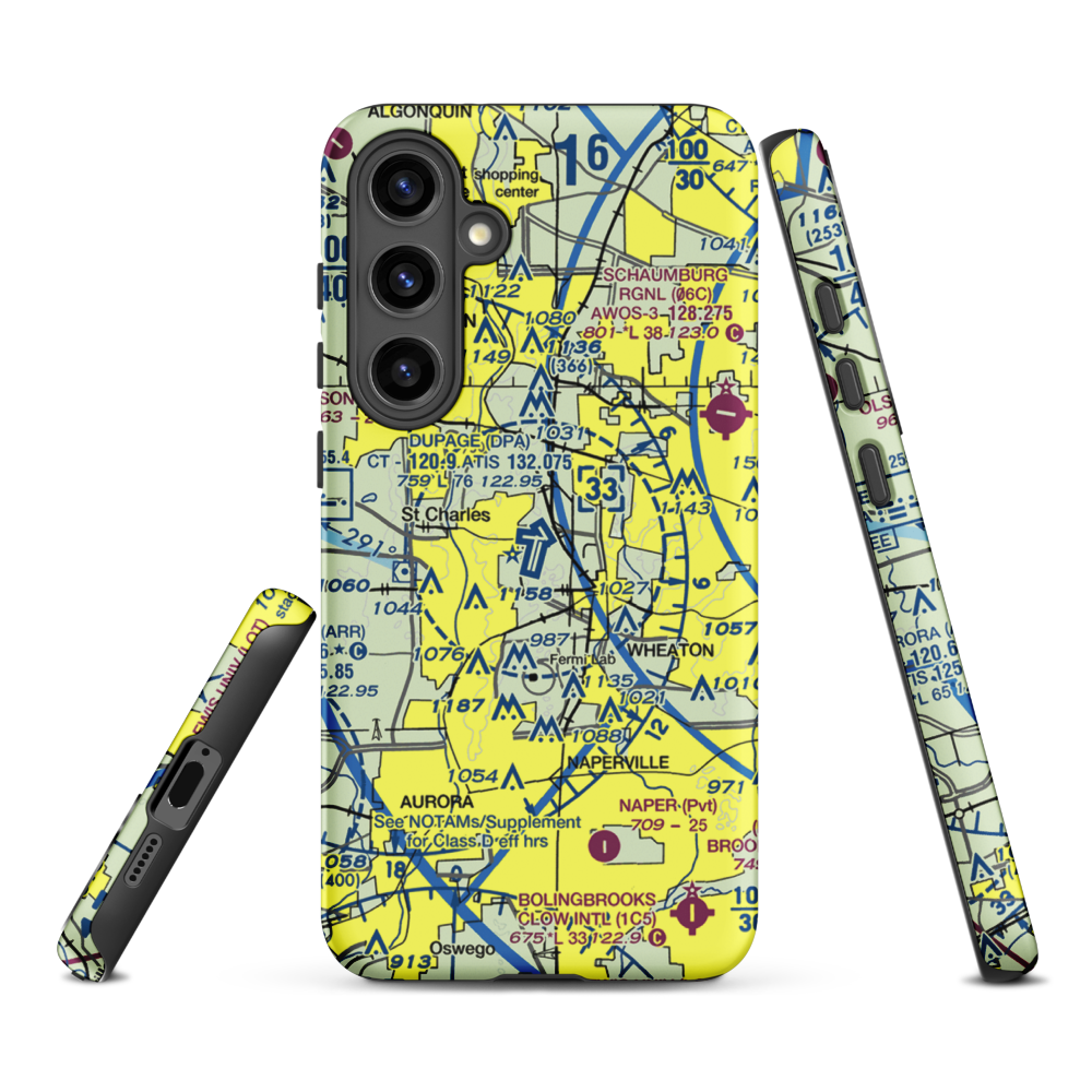 Dupage Airport (DPA) VFR Sectional Samsung Phone Case Samsung Galaxy S24 Plus model shown