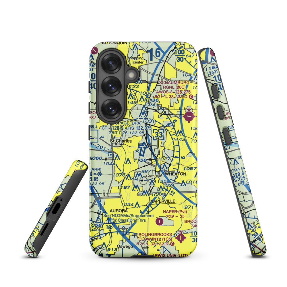 Dupage Airport (DPA) VFR Sectional Samsung Phone Case Samsung Galaxy S25 model shown
