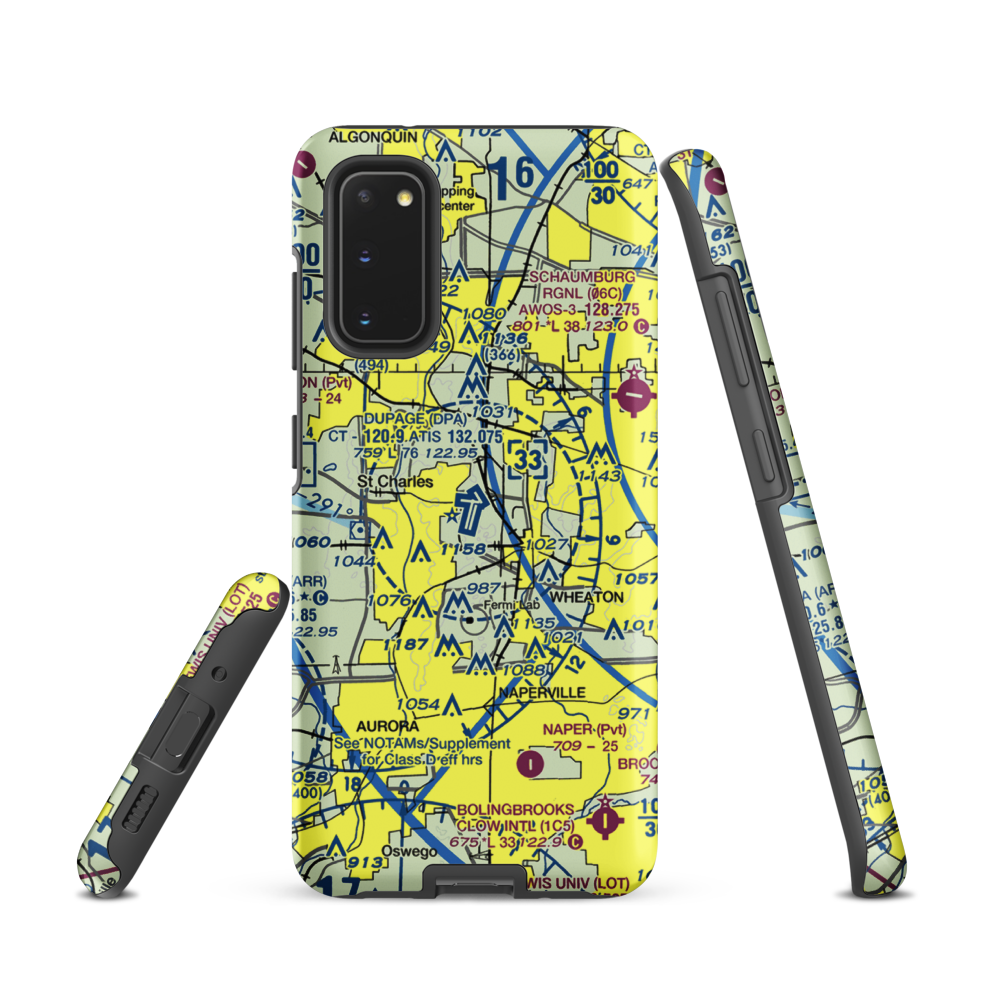 Dupage Airport (DPA) VFR Sectional Samsung Phone Case Samsung Galaxy S20 model shown