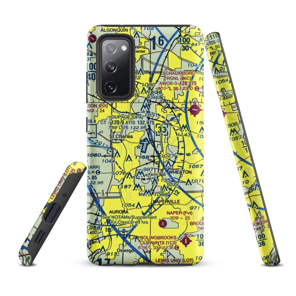 Dupage Airport (DPA) VFR Sectional Samsung Phone Case Samsung Galaxy S20 FE model shown