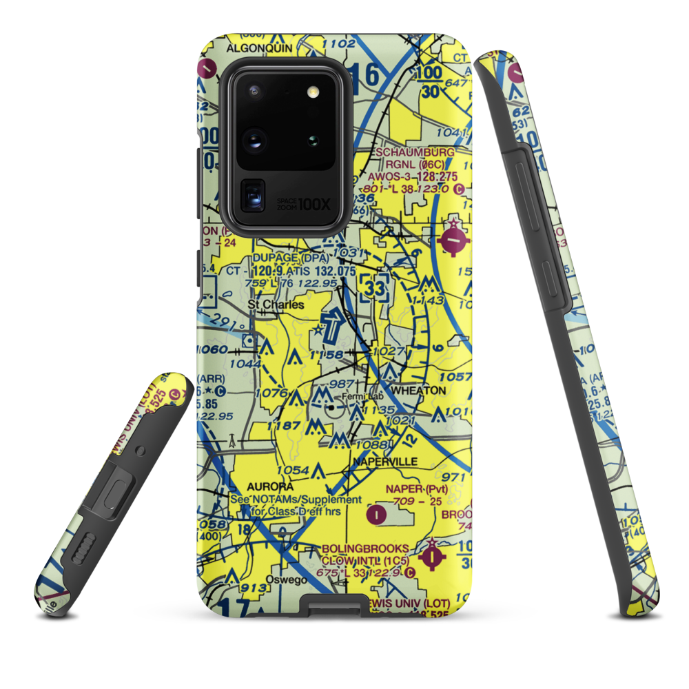 Dupage Airport (DPA) VFR Sectional Samsung Phone Case Samsung Galaxy S20 Ultra model shown