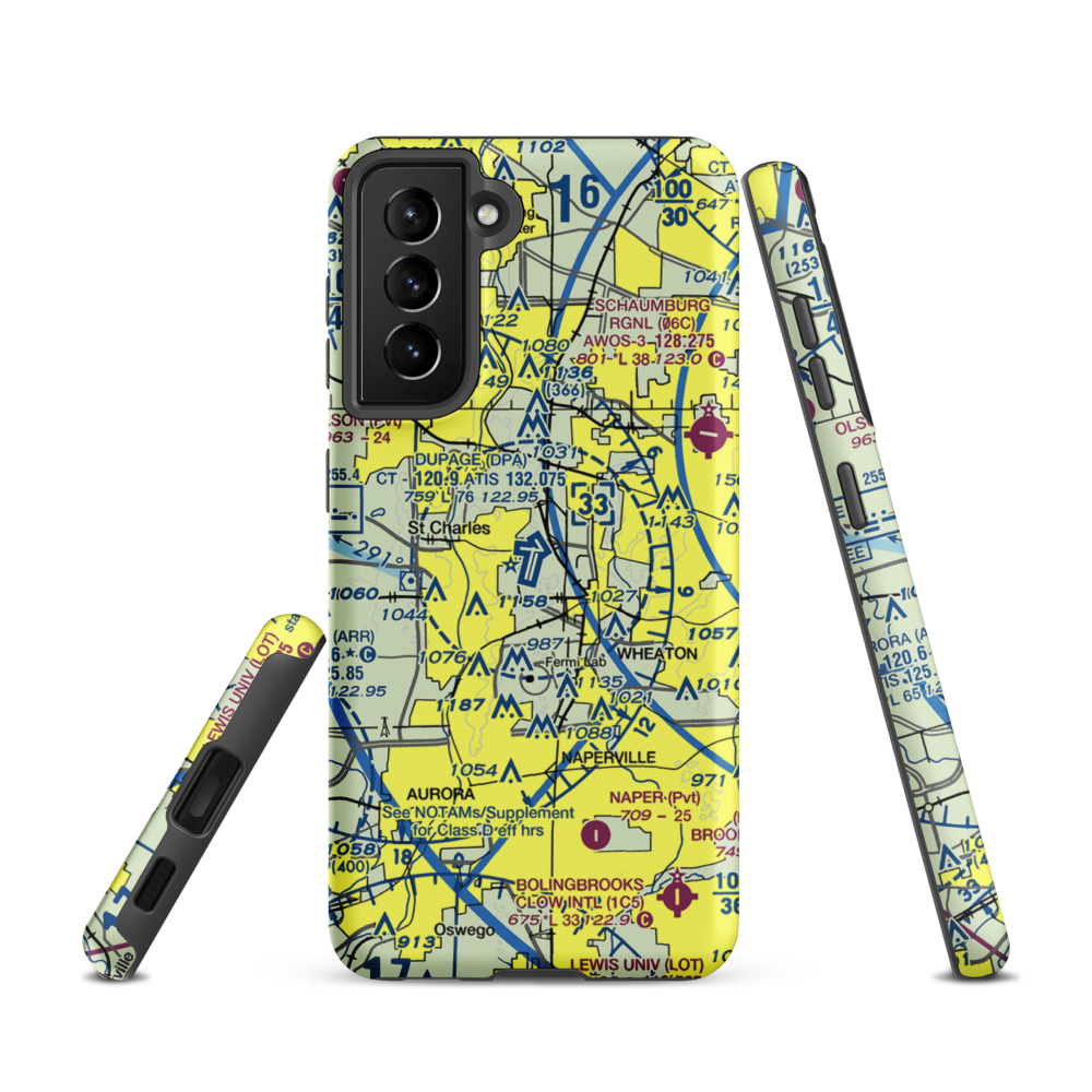 Dupage Airport (DPA) VFR Sectional Samsung Phone Case Samsung Galaxy S21 model shown