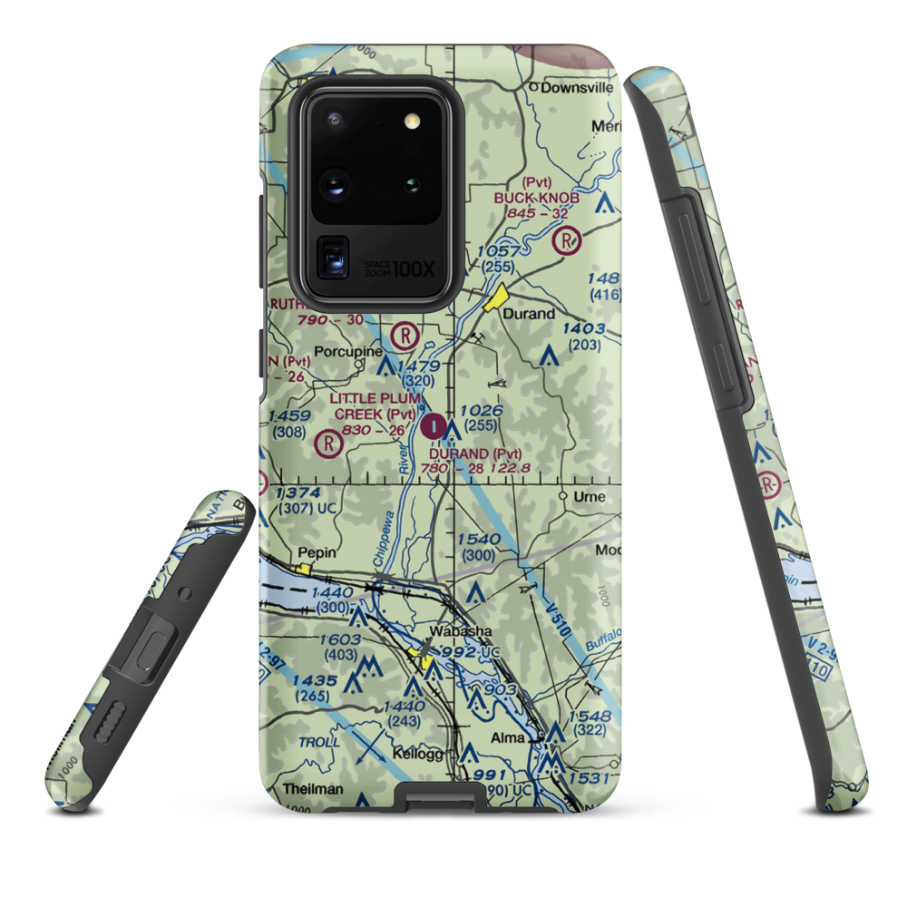 Durand Municipal Airport (WI25) VFR Sectional Samsung Phone Case Samsung Galaxy S20 Ultra model shown