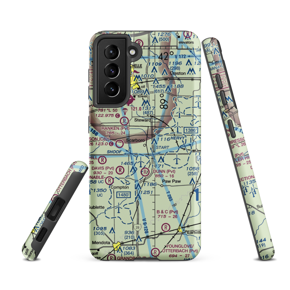 Durin RLA Airport (IL53) VFR Sectional Samsung Phone Case Samsung Galaxy S21 Ultra model shown
