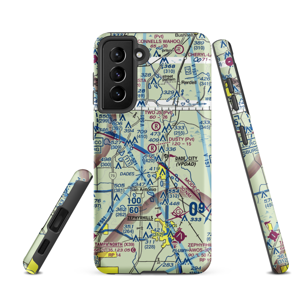 Dusty Airpatch Airport (5FL0) VFR Sectional Samsung Phone Case Samsung Galaxy S21 FE model shown