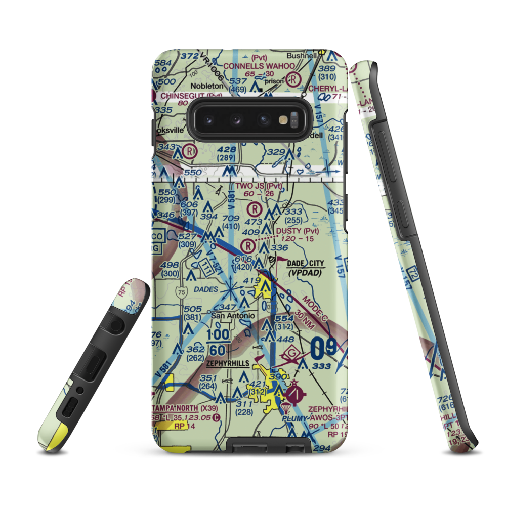 Dusty Airpatch Airport (5FL0) VFR Sectional Samsung Phone Case Samsung Galaxy S10 Plus model shown