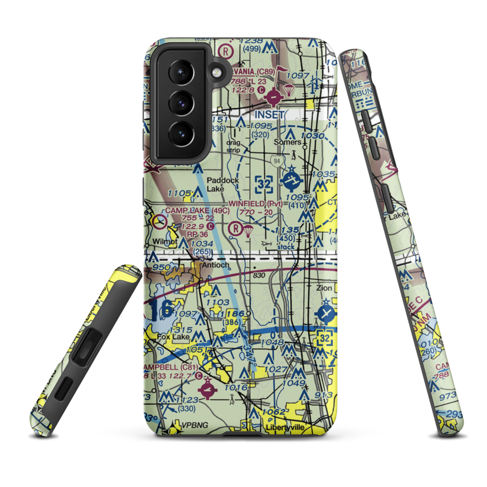 Dutch Gap Airstrip (04WI) VFR Sectional Samsung Phone Case Samsung Galaxy S21 Plus model shown