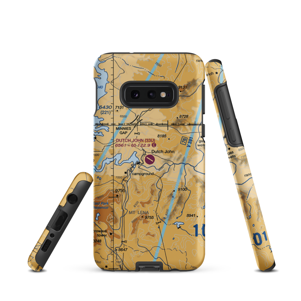 Dutch John Airport (33U) VFR Sectional Samsung Phone Case Samsung Galaxy S10e model shown
