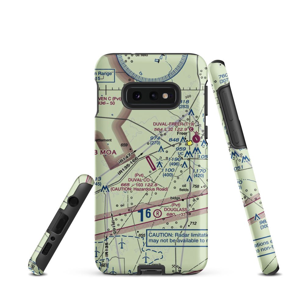 Duval County Ranch Co Airport (28TA) VFR Sectional Samsung Phone Case Samsung Galaxy S10 Plus model shown