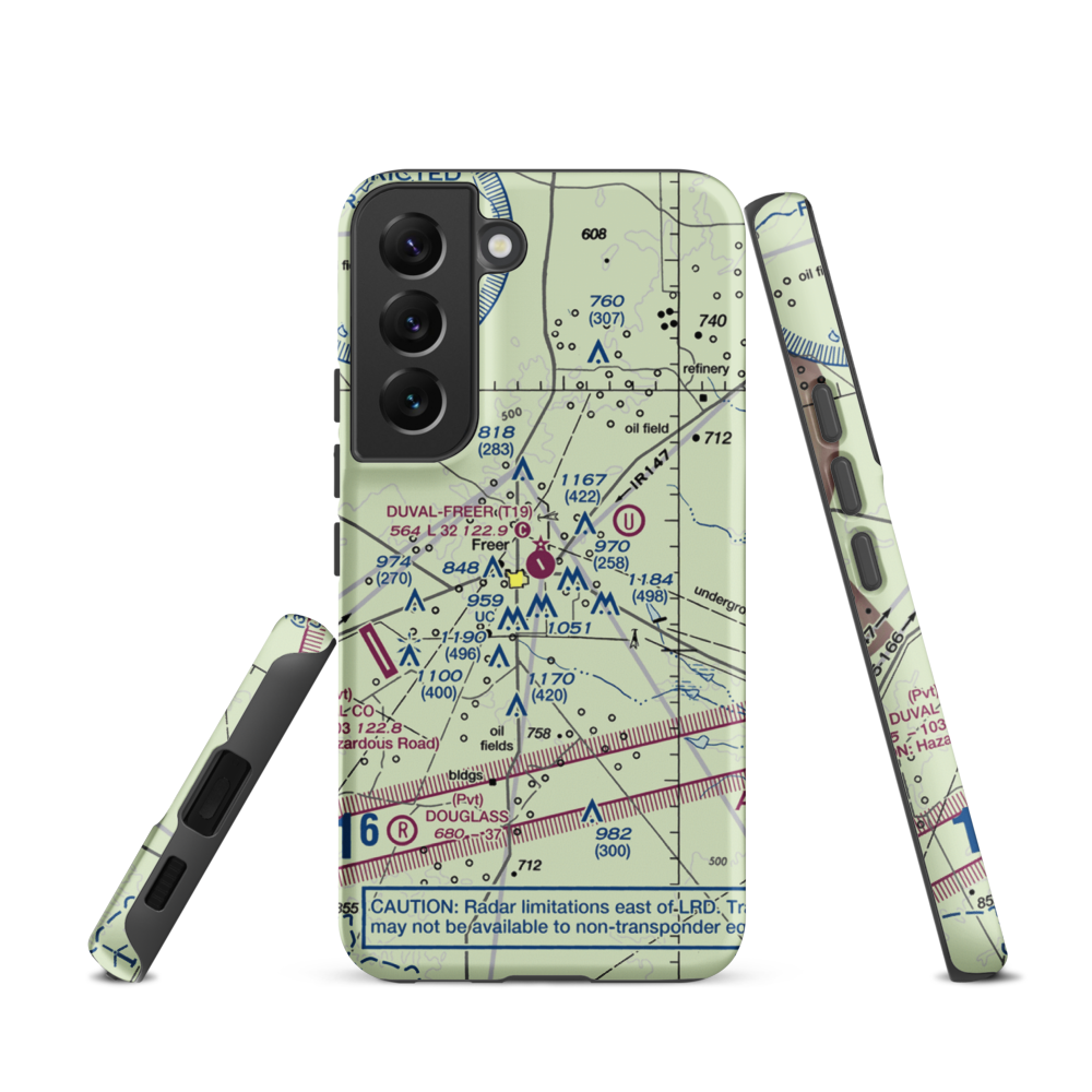 Duval Freer Airport (T19) VFR Sectional Samsung Phone Case Samsung Galaxy S22 model shown